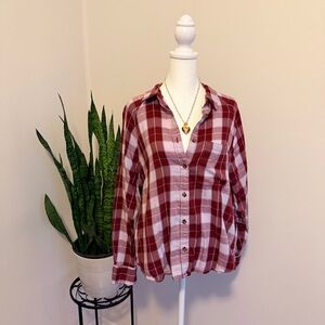 SO | Maroon and White Plaid Shirt